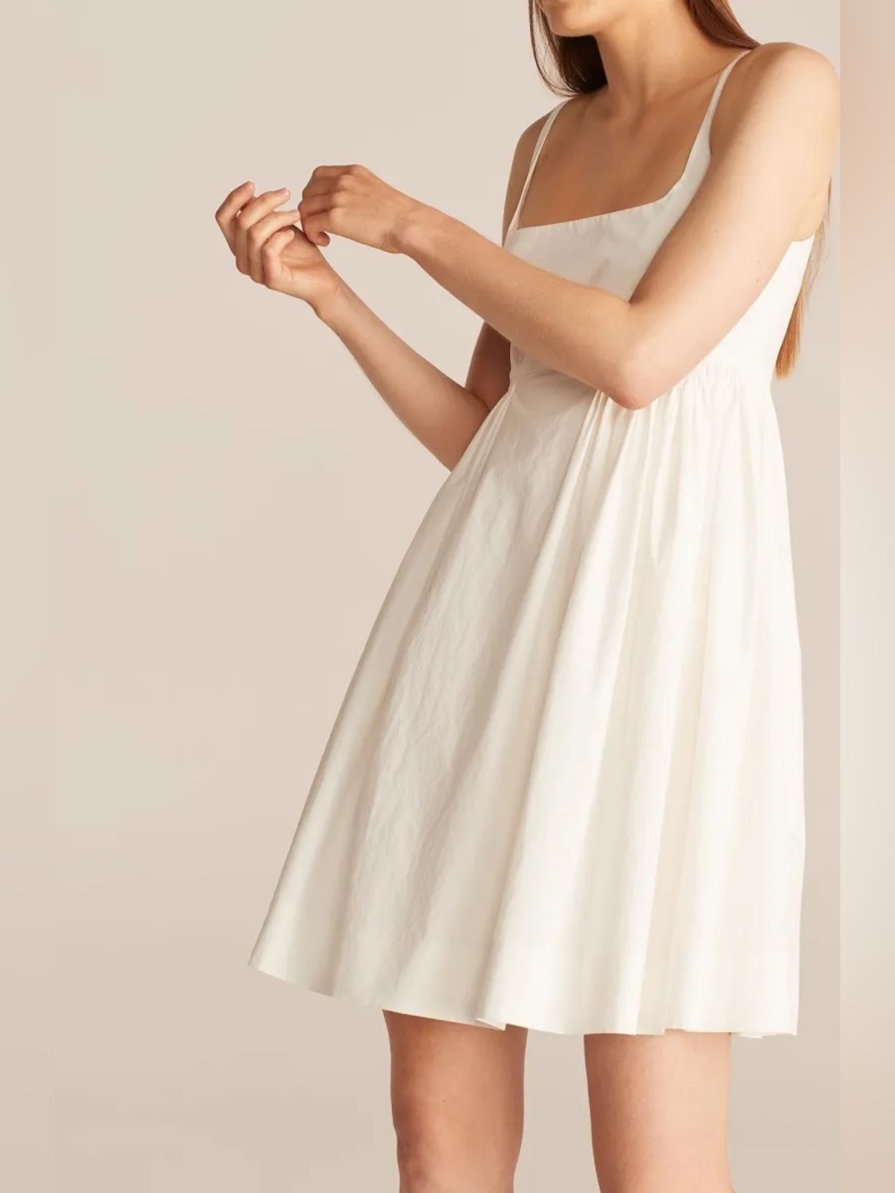 Rebecca Taylor White Square-Neck Empire Mini Dress